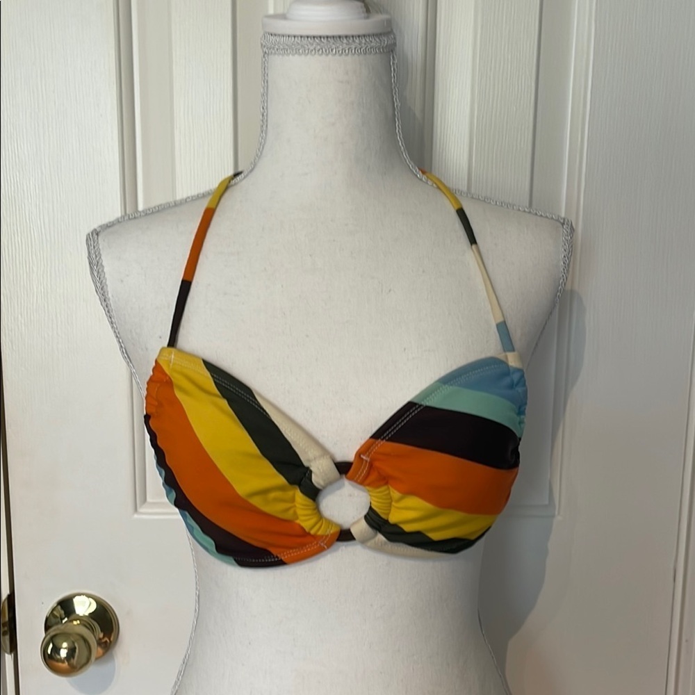 Hobie Striped Halter Bikini Top